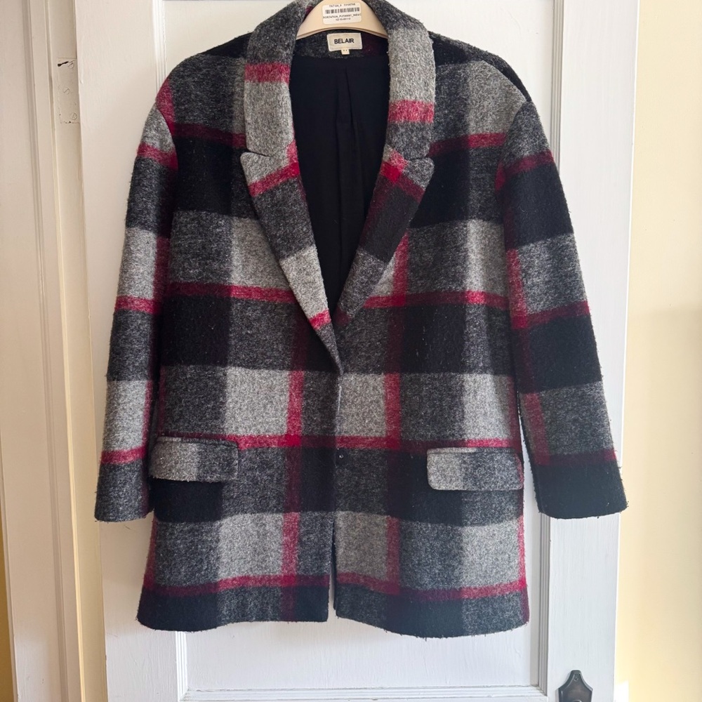 BEL AIR Paris Plaid Black and Gray Coat, size S